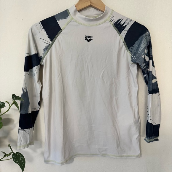 Arena Other - 🌊 Arena Boys’ Long Sleeve Rash Guard Swim Shirt – White with Graphic Sleeves